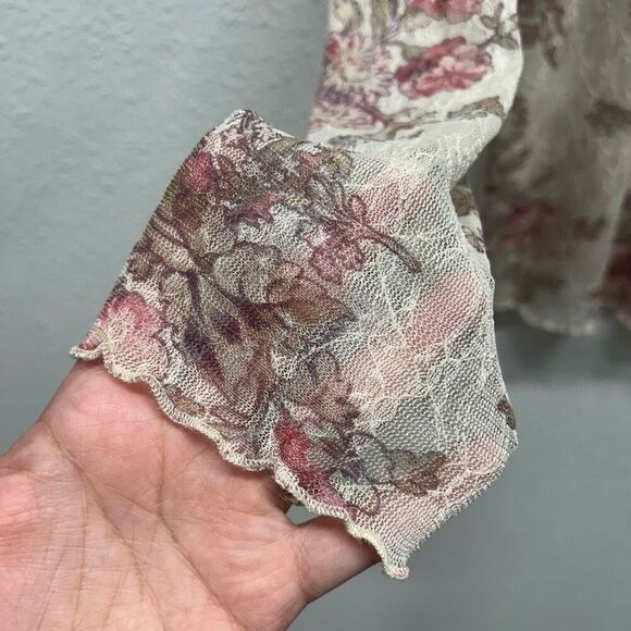 Denim & Supply Ralph Lauren Romantic Floral Mesh Cottagecore Sheer Top Size M - Picture 5 of 14